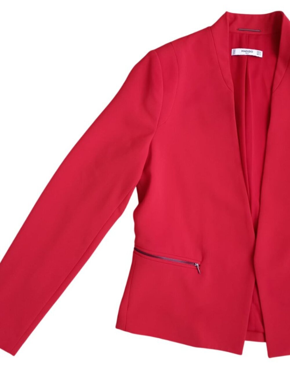 Mango Suit Red Open Front Blazer Jacket - Size S / M - Picture 3 of 9